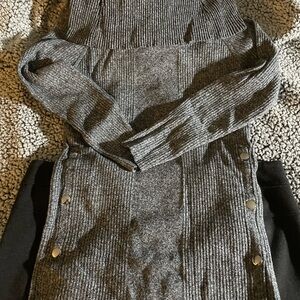 New York & Company Charcoal Cowl Neck Sweater & pencil skirt.